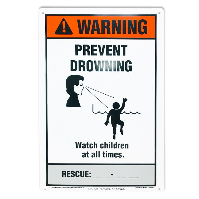 12x18 Warning Prevent Drowining Sign